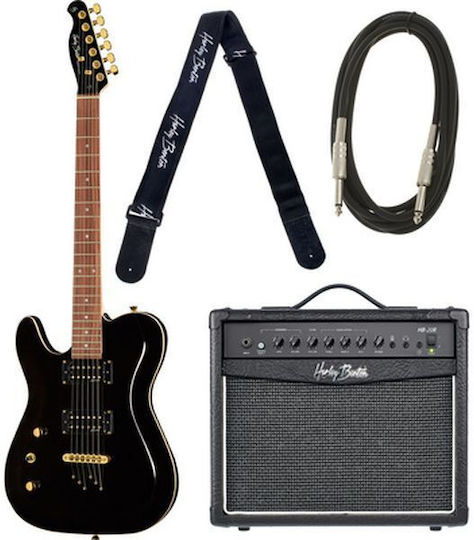 Harley Benton Lh Tbk Set Electric Guitar for Left-handed Telecaster with HH Pickup Configuration Translucent Black
