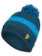Orbit Pom Pom Beanie Unisex Beanie Gestrickt in Blau Farbe