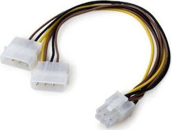 Захранващ кабел Vcom Ce313 6pin PCI-e M към 2x 4pin Molex F 0.15m