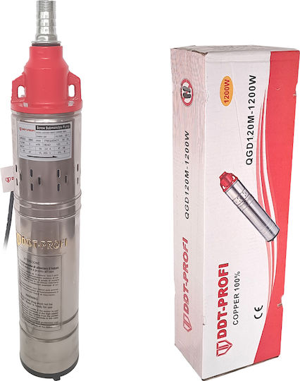 Pompa submersibilă 100% bobinaj cupru Ddt-profi Qgd120-1.2 1,2 kW oțel inoxidabil + fontă 3 m³/h 120 m