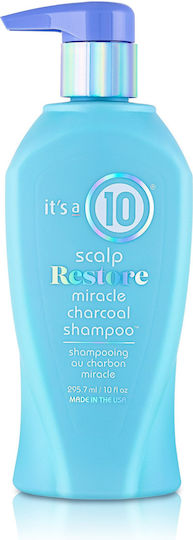 Șampon pentru păr It's A 10 Scalp Restore Miracle cu cărbune, elimină excesul de sebum și reziduurile de produse, 295,7 ml