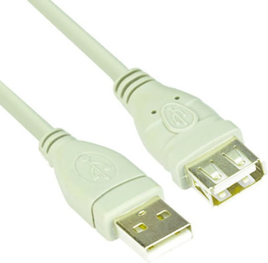 Vcom Cu202-5m кабел USB A мъжки към USB A женски 5м бял с никелирани конектори