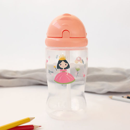 Kiokids Princess Παιδικό Παγούρι Σιλικόνης με Καλαμάκι 350ml