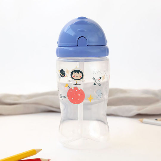 Kiokids Space Детска Бутилка За Вода Силиконова със Сламка 350ml