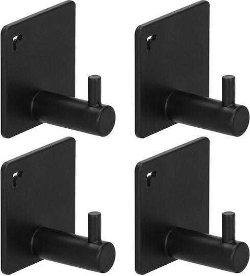 Single Wall-Mounted Bathroom Hook ​4.5x4.5cm Black
