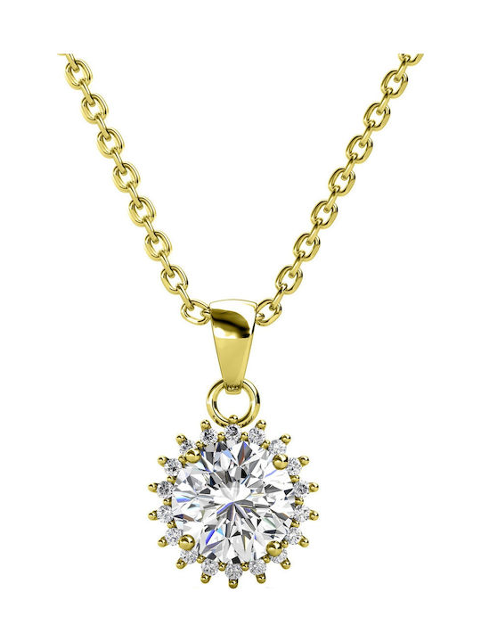 Brizzling Halskette Rosette aus Vergoldet Silber mit Diamant