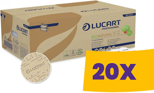 Lucart Econatural V2 Eco-friendly Folded Hand Towel 2-ply 190 Sheets Carton 20 Packs
