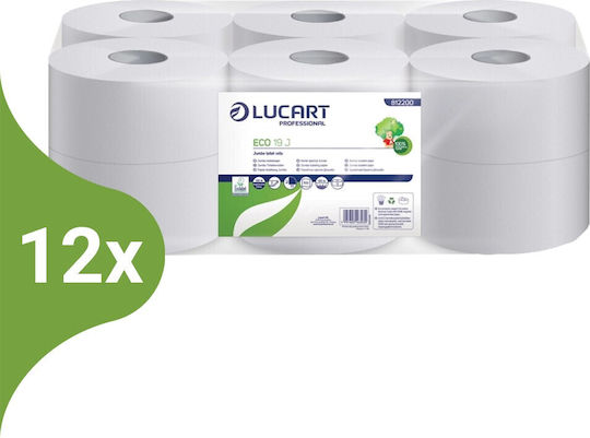 Lucart Eco 19j Environmentally Friendly Toilet Paper 19cm Diameter 2 Ply White 120m Carton 12 Rolls