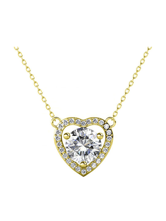 Brizzling Halskette Rosette aus Vergoldet Silber mit Diamant