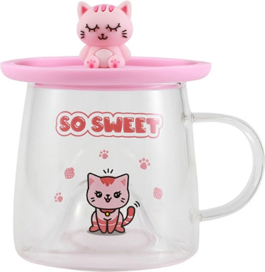 Total Gift Стъклена Чаша с Прозрачен Капак 300ml
