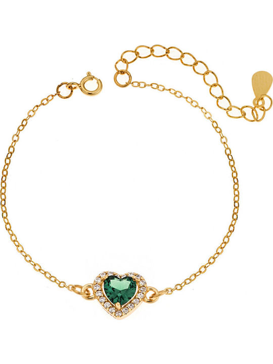 Senza Women's Bracelet with design Heart made of Silver Gold Plated with Zircon