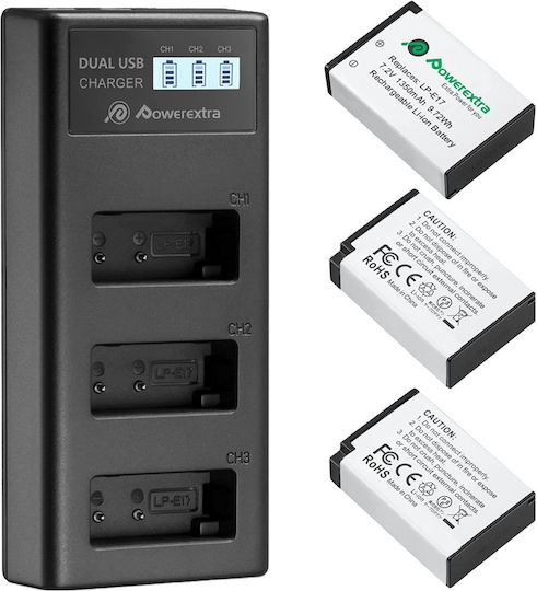Dreifach Batterieladegerät Kompatibel mit Canon