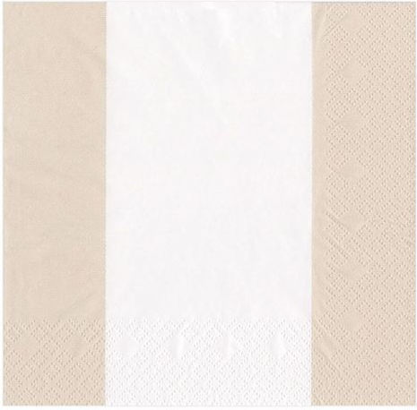 Party Napkins "Natural Bandol Stripe" 12.5x12.5 Cm Caspari 20 Pieces