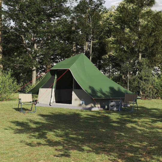 vidaXL Cort Camping Tip Teepee Verde pentru 10 Persoane 364x281x257cm