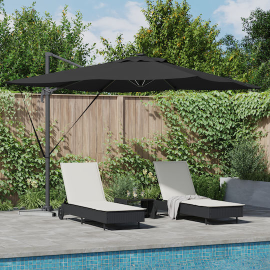 Hängender Aluminium Garten- und Terrassen-Sonnenschirm Schwarz 2,7x2,7xHöhe 2,7 m
