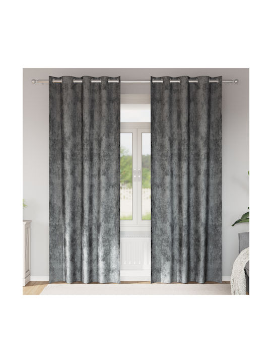 vidaXL Set Window Curtains With Gray Grommets 140x245cm