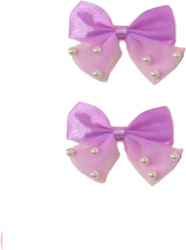 Set 2 Stück Clip Haarspangen mit Schleife Perlen Lila