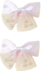 Set 2 Pieces Clip Hair Clip Bow Pearls White