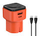 Ldnio Charger with USB-A Port and USB-C Port and Cable USB-C - USB-C 45W Orange (Q2420)