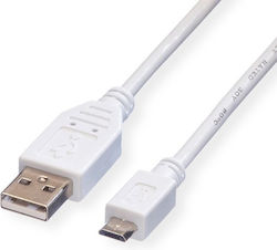 Roline Кабел 11.99.8755 От USB Type A Мъжки Към USB Micro B Мъжки 3м Бял