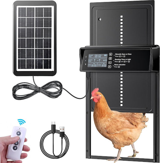 Automatic Ușă de Găini pentru Ferma Panou Solar Afișaj Telecomandă Senzor de Lumină Timer Senzor de Obstacol Rezistent la Apă Ip45 Ușor de Instalate Utilizare