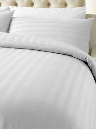 Duvet Cover Cotton Satin Queen 240x270 Stripe White