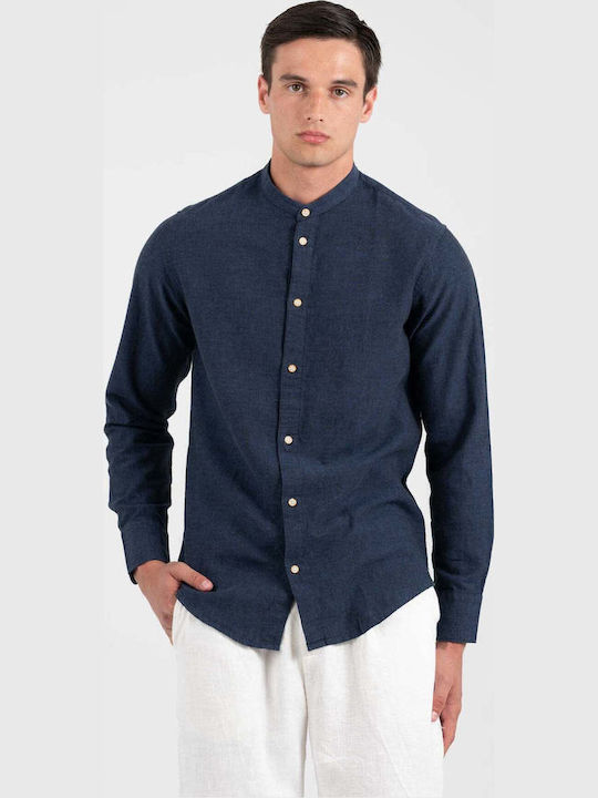 Shirt Long-sleeved Linen Shirt Blue