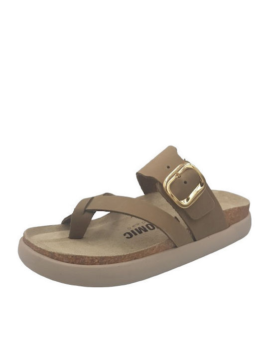 Leather Women's Flat Sandals Anatomic in Green Color
