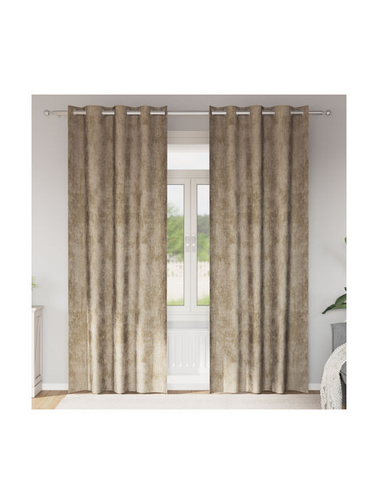 vidaXL Set Window Curtains With Beige Grommets 140x245cm