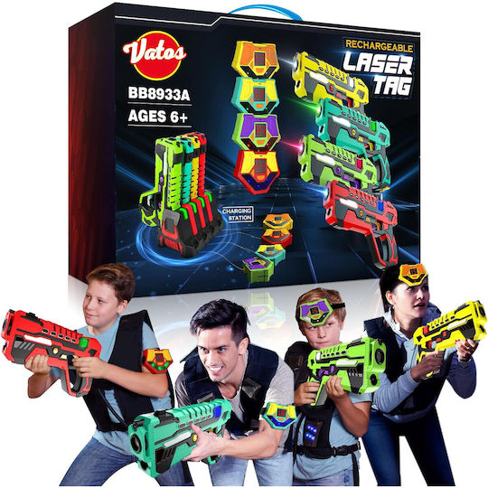 Set Infrared Laser Tag 4 Pistoale de jucărie 2.4 Ghz 4 Recepționare Afișaj Led 5 Moduri de tragere Stație de încărcare Jucărie Interactivă pentru interior și exterior