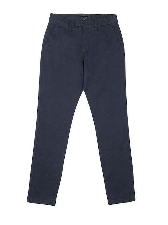 Pantaloni Chino Elastic cu Croială Slim Marina