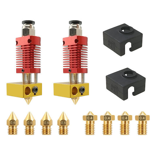 Kit Duză pentru Imprimante 3D 16 Bucăți 2 Extrudere Hotend-uri Duză Mk8 Duză V6 Duză Pc4-01 Conectori 2 Capace de Silicon Cr-10 Cr10s Ender 2 Ender 3 Ender 5
