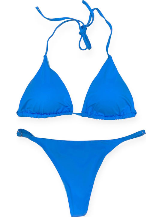 Set Bikini Τριγωνάκι με Αφαιρούμενη Ενίσχυση & String Γαλάζιο
