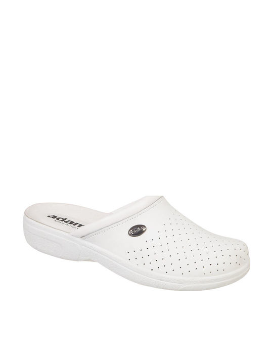 Adam's Shoes Γυναικεία Δερμάτινα Ανατομικά Σαμπό Λευκά