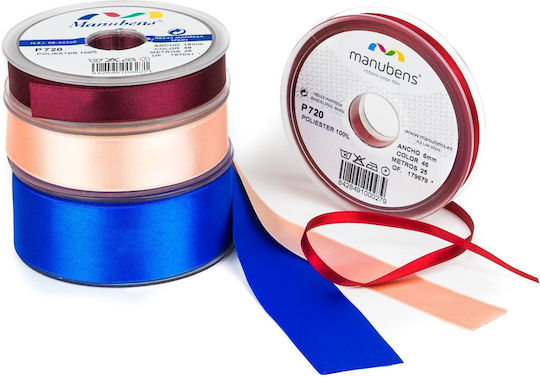 Satin Bänder Doppelseitig Manubens 720 Verpackung 25 Meter Größe 25mm 720/25 11 Grau Blau