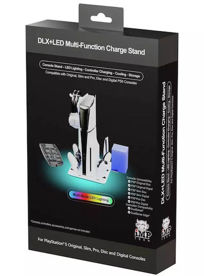 Imp Tech Multi Function Stație de încărcare pentru 2 controllere PS5 / PS5 Slim - PS5 subțire cu iluminare LED Gri