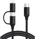 Usb C Fast Charging Cable 2-in-1 Max 60w Usb C To Usb C Lightning Type C Fast Charging Textile Material Iphone 16 Pro Max 15 14 Ipad Air Mini Galaxy Pixel 1m Luvlu