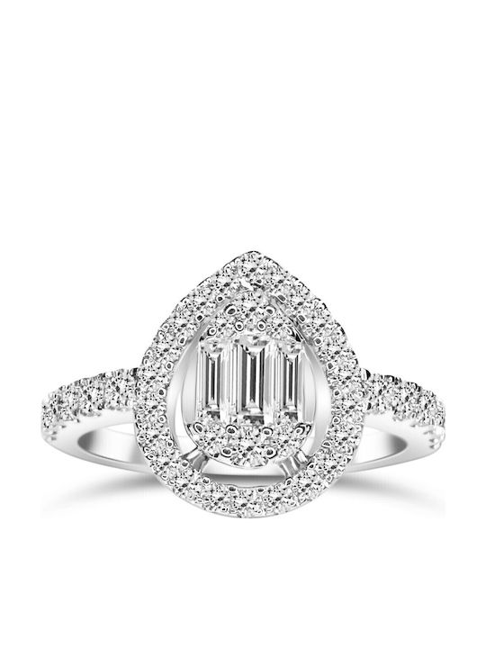 Chrilia Дамски Пръстен с Диамант от Бяло злато 18K