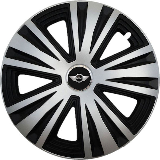 Σετ Τάσια Αυτοκινήτου 15" με Σήμα Mini Cooper 4τμχ Γκρι
