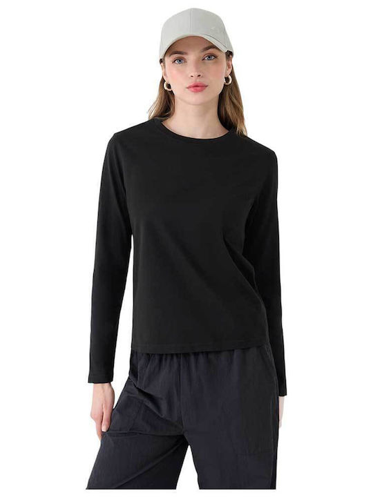4F Women's Blouse Cotton Long Sleeve Black