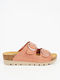 Leather Women's Flat Sandals Anatomic in Pink Color