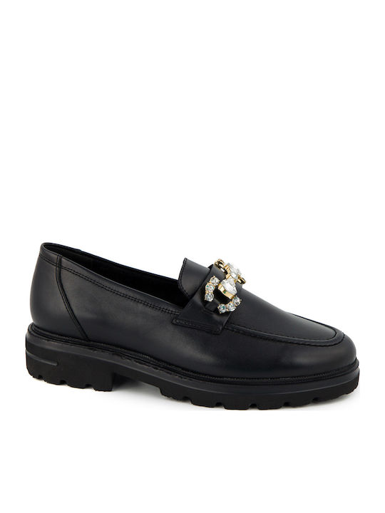 Leather Women's Moccasins in Black Color