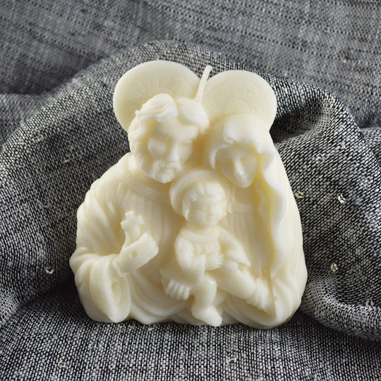 Christmas Candle Beige Banana Cream Saint Family 9.5x8.5cm