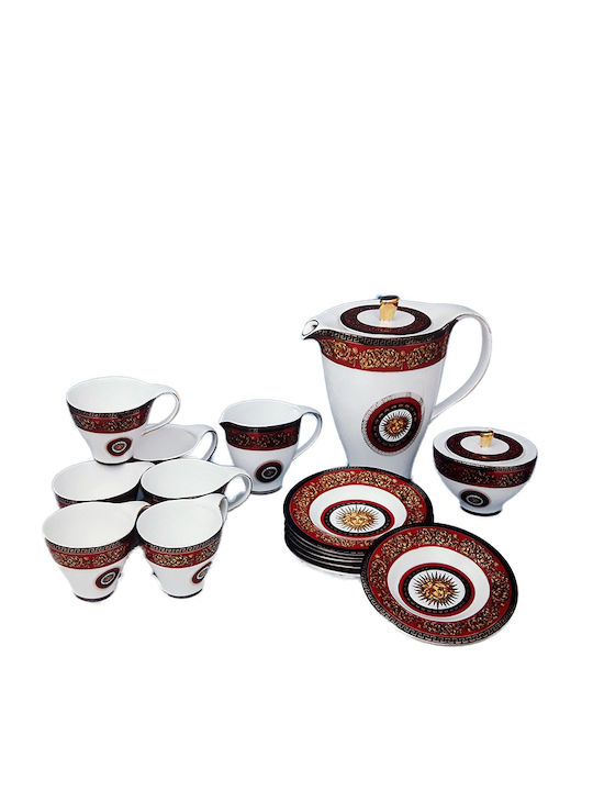 Karvounis Tea Set with Cup Porcelain Multicolored 15pcs