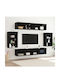 Living Room TV Unit with Lighting Black Oak