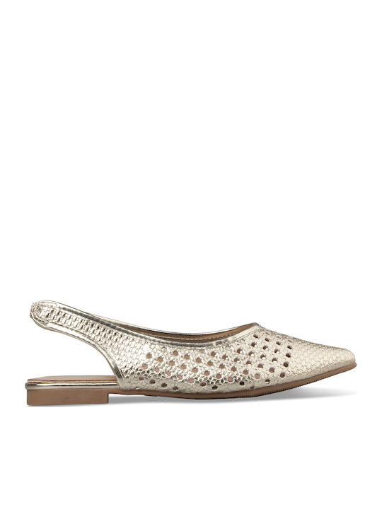 Pantofi balerini pentru femei Slingback cu Bareta in Auriu Culori