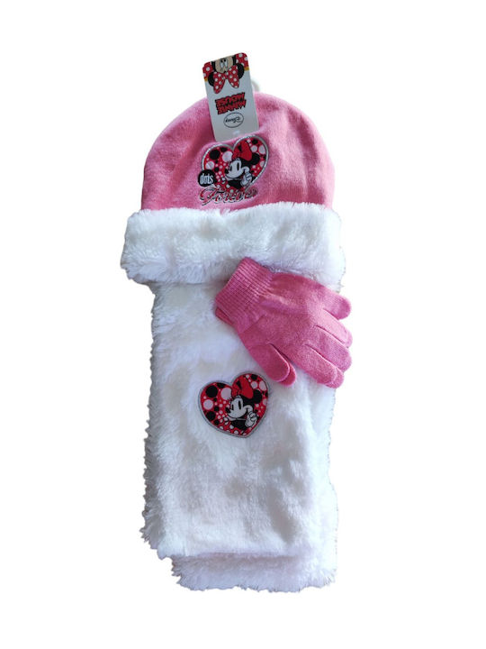 Minnie Kinder Mütze Set mit Handschuhe Pelz Rosa