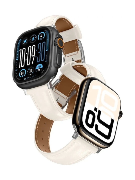 AmazingThing Curea Piele Bej (Apple Watch 44/45/46mm/Ultra 49mm)