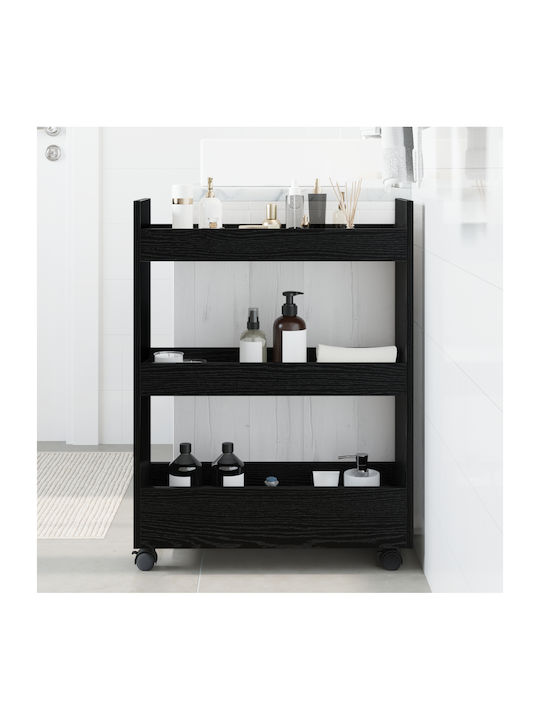 vidaXL Επιδαπέδια Ραφιέρα Μπάνιου Ξύλινη 60x22x80cm Μαύρη