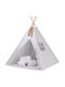 Tipi Zelt Kinder + Matte + Kissen + Federhängesystem Grau